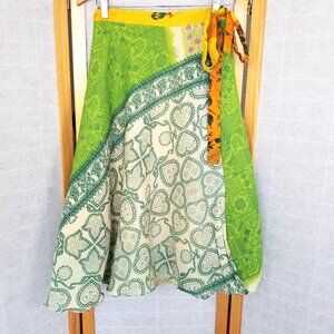 Sari Wrap Skirt Made in India Reversible One Size Colorful Adjustable Festival